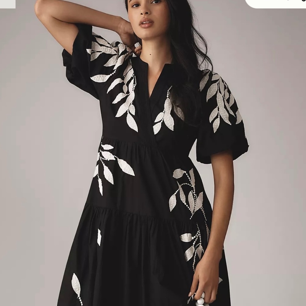 Anthropologie leaf motif dress size xxs